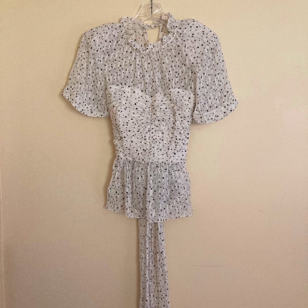Rebecca Taylor Size 6 blouse Offwhite with Black Stars print